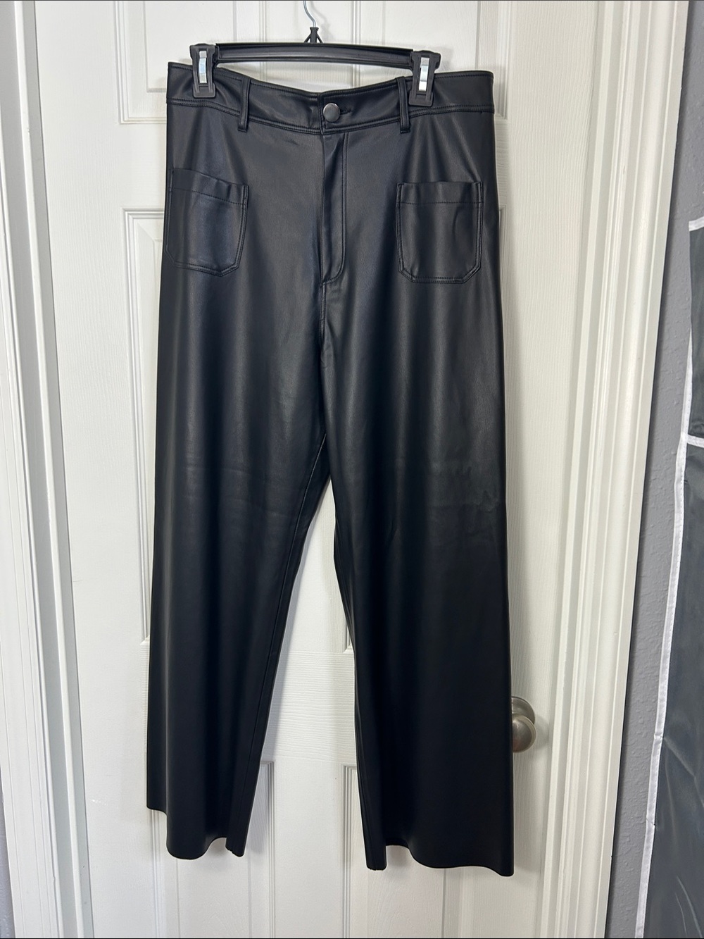 INDUSTRY Wide Leg Faux Leather Pants in Black WOMENS SIZE 12